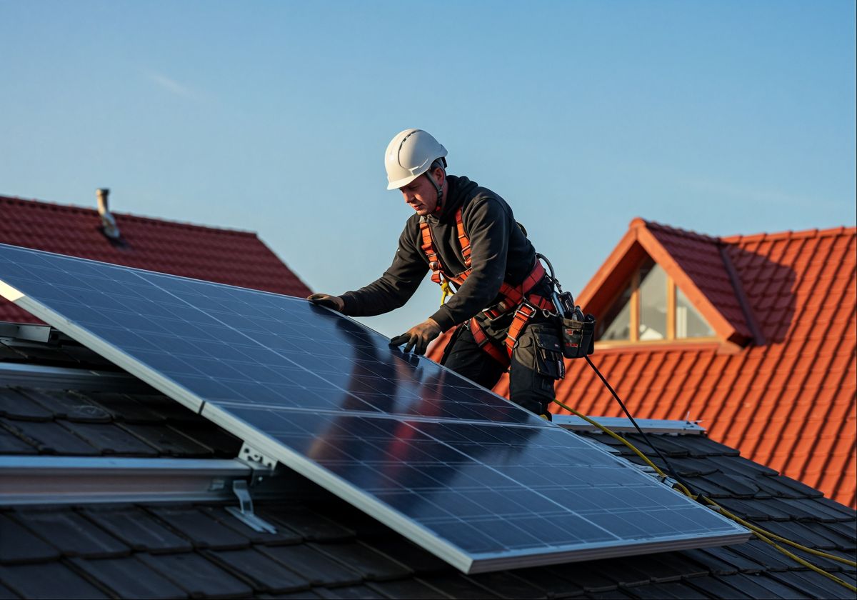 Solar panel installation in progress